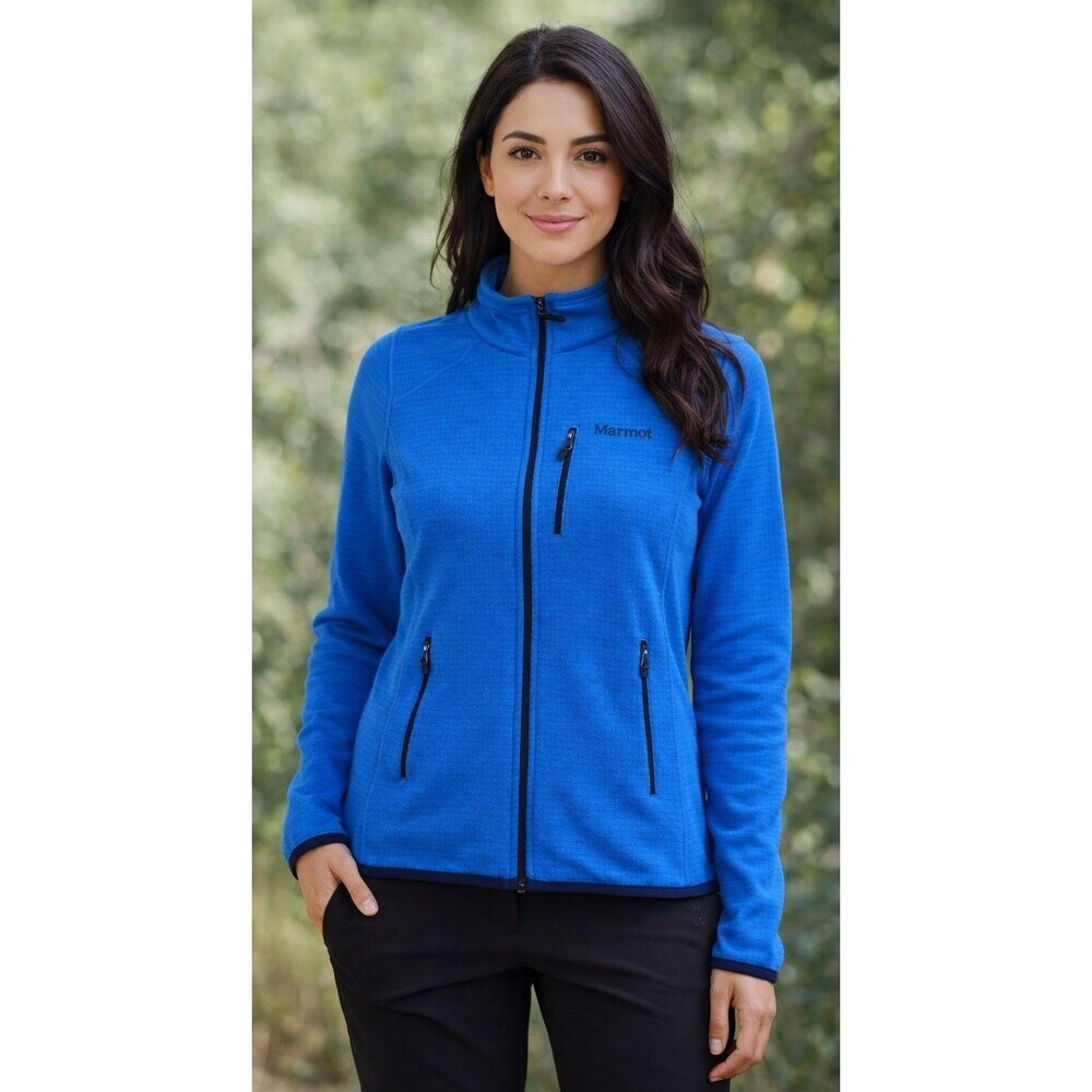Marmot Preon Fleece Full Zip Jacket Size Small Bright Blue Colorful Outdoors